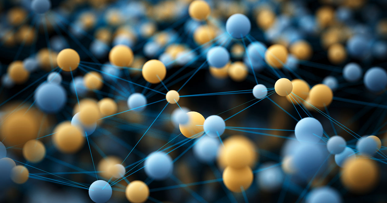 Image of connected colored dots